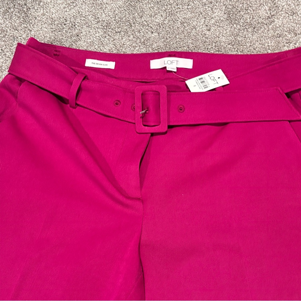 LOFT Pink Tailored Trousers with High-Waist Design